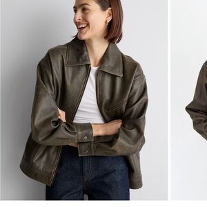 Quince Dark Olive Leather Jacket
